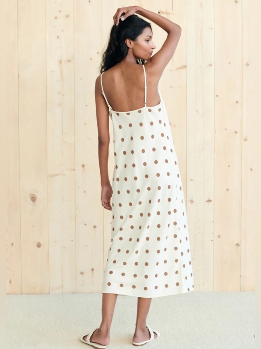 JENNI KAYNE Slip Dress in Caramel Polka Dot Brand New - Picture 2 of 7